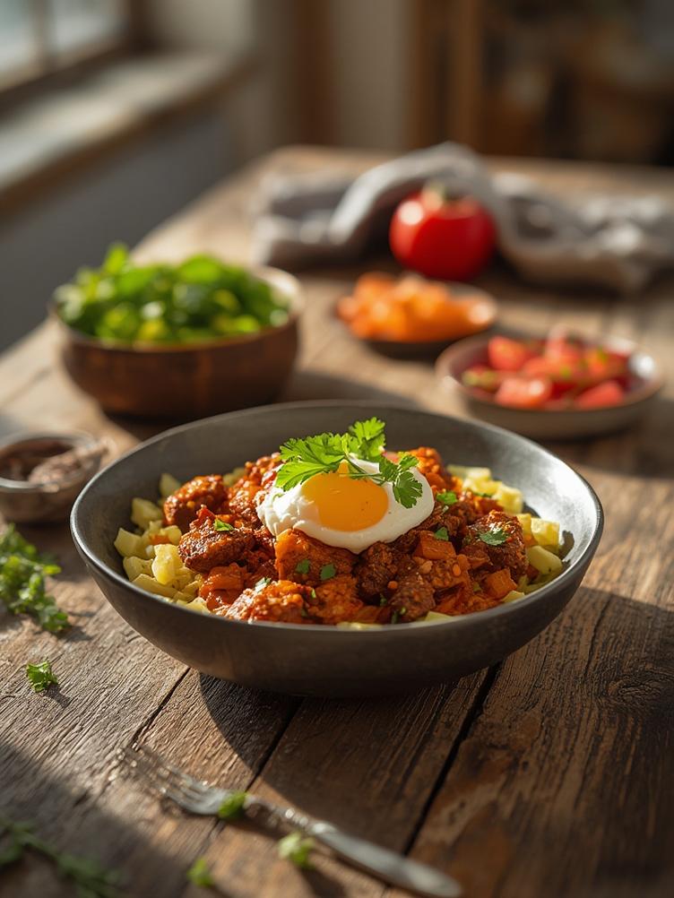 Hot Honey Cottage Cheese Sweet Potato Beef Bowl